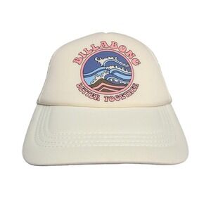 Billabong Hat Cap Snap Back One Size White Better Together Mesh Trucker Unisex